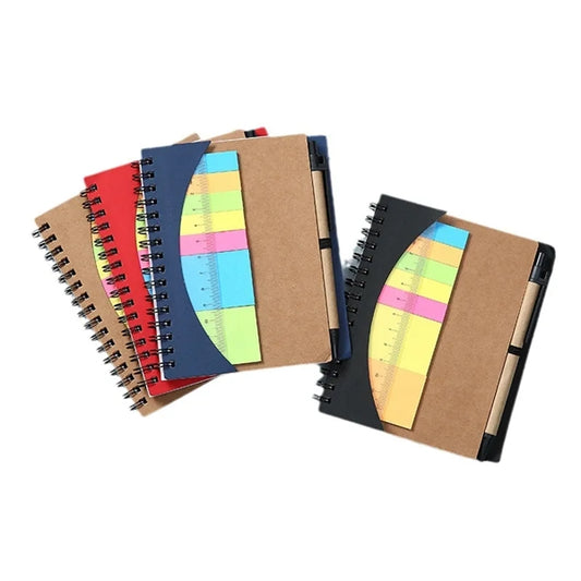 Lined Spiral Notebook With Pen Ruler And Sticky Notes