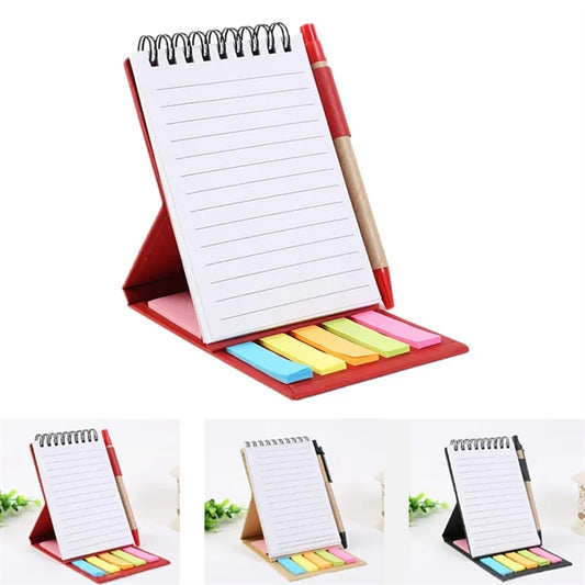 Self Standing Spiral Notebook With Pen And Sticky Notes