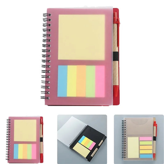 Plastic Cover Spiral Notebook with Pen and Sticky Notes