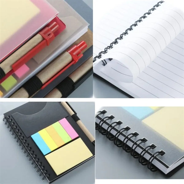 Plastic Cover Spiral Notebook with Pen and Sticky Notes
