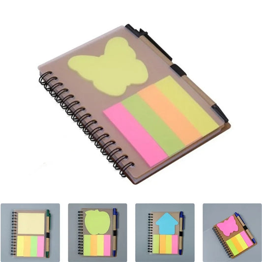 Plastic Cover Spiral Notebook with Pen and Sticky Notes