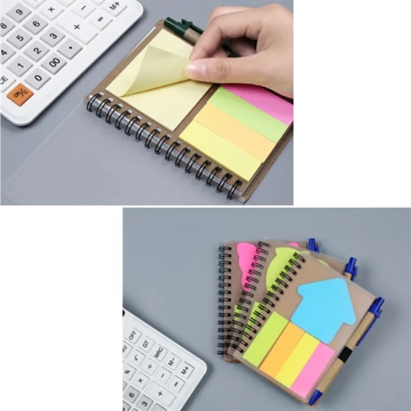 Plastic Cover Spiral Notebook with Pen and Sticky Notes