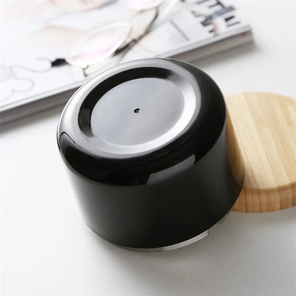 Portable High Capacity Stainless Steel Ashtray With Wood Lid