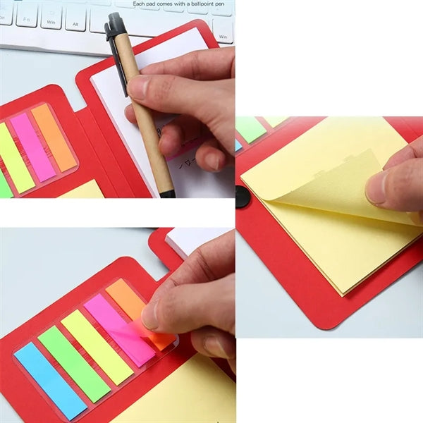 Portable Snap Multi Use Notebook With Pen And Sticky Notes