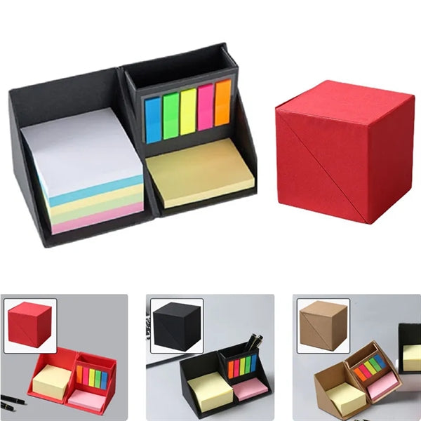 Foldable Cube Sticky Note Set Pen Holder Desktop Storage Box