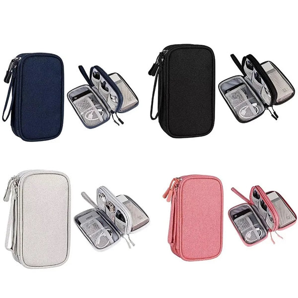 Portable Double-layer Electronics Accessories Storage Bag