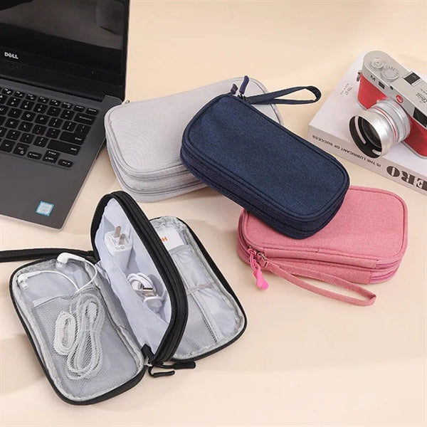 Portable Double-layer Electronics Accessories Storage Bag