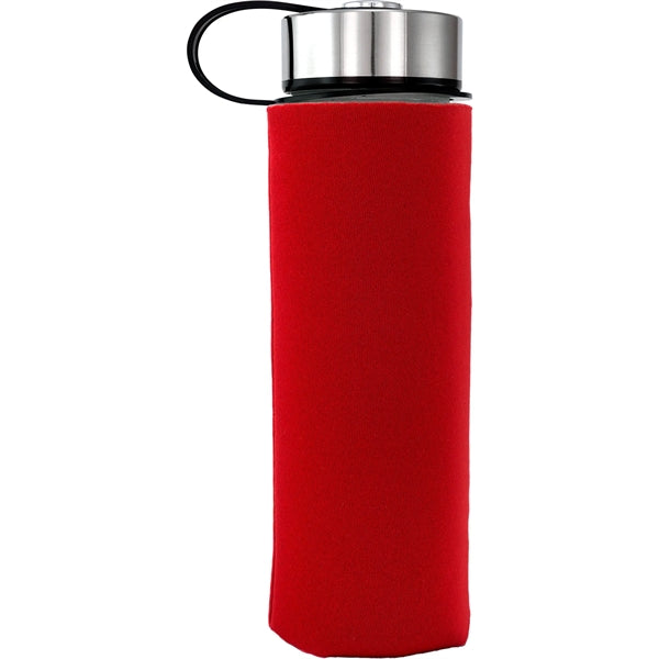 Metal Lanyard Lid 22 oz. Frosted Glass Sleeve Bottle