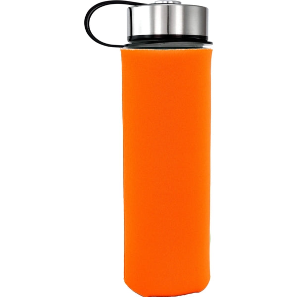 Metal Lanyard Lid 22 oz. Frosted Glass Sleeve Bottle