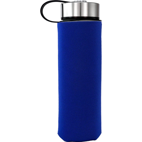 Metal Lanyard Lid 22 oz. Frosted Glass Sleeve Bottle