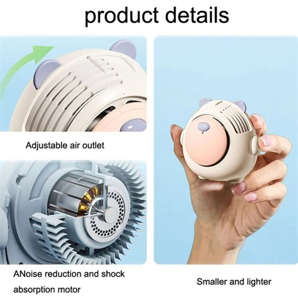 Mute Portable Hanging Neck Cooling Mini Fan with Lanyard
