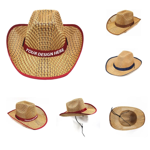 Straw Cowboy Hat w/ Custom Imprint