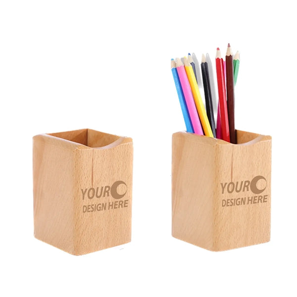 Eco-Friendly Solid Wood Pen Holder w/ Custom Imprint