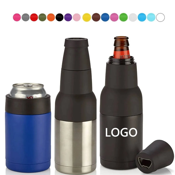 3-in-1 Vacuum Stainless Steel Beer Bottle 12oz Can Cooler