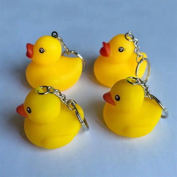Yellow Soft PVC 3D Animal Rubber Duck Keychain