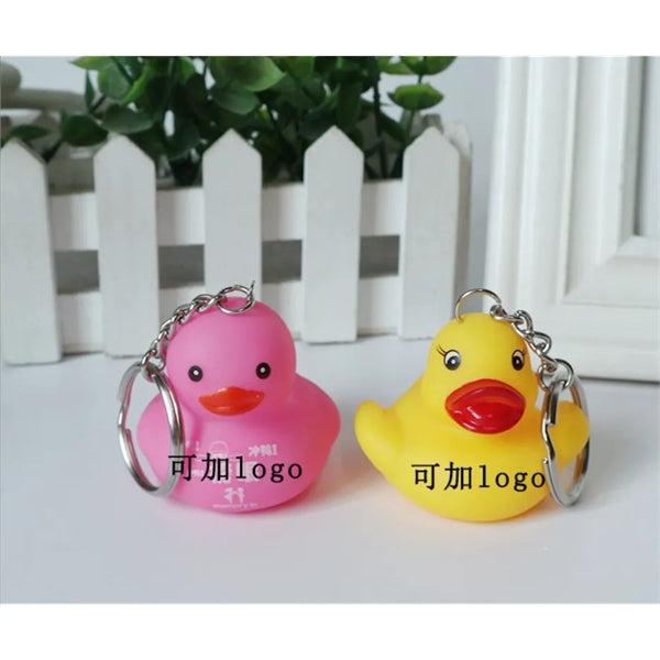 Yellow Soft PVC 3D Animal Rubber Duck Keychain