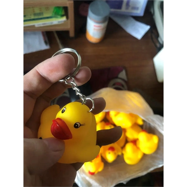 Yellow Soft PVC 3D Animal Rubber Duck Keychain