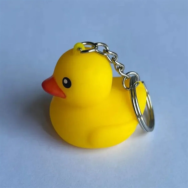 Yellow Soft PVC 3D Animal Rubber Duck Keychain