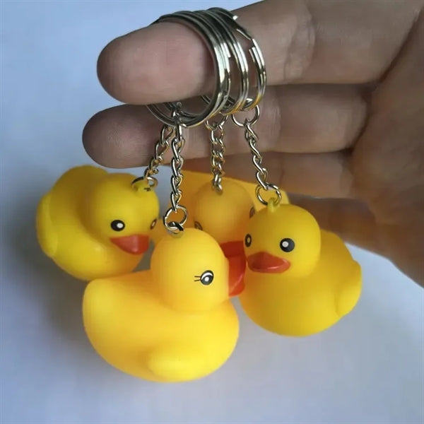 Yellow Soft PVC 3D Animal Rubber Duck Keychain