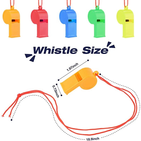 Plastic Loud Crisp Whistle with Lanyard