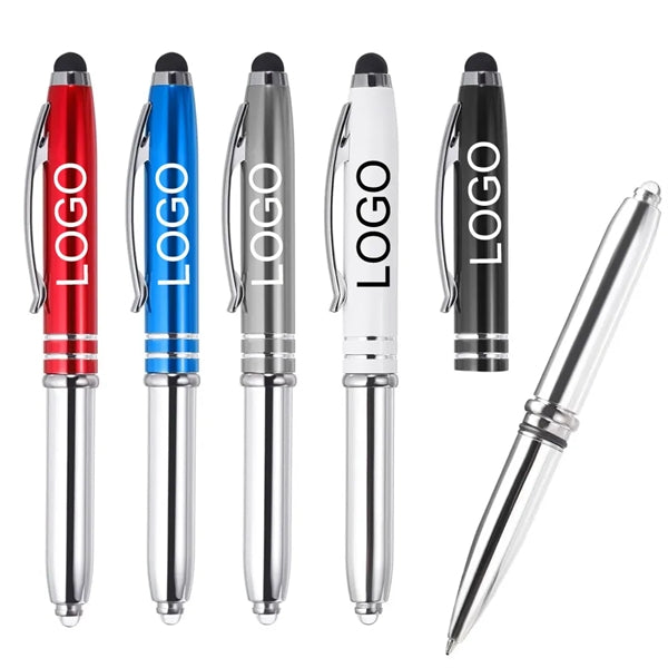 3 in 1 Metal Pen with Stylus and LED Flashlight