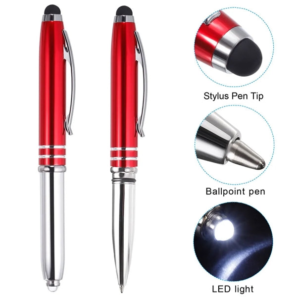 3 in 1 Metal Pen with Stylus and LED Flashlight