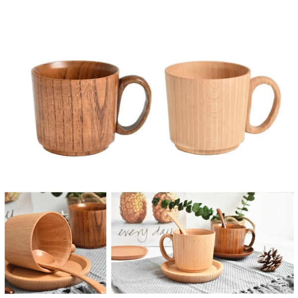 Wooden Coffee Mug Cup Spoon Coaster Set