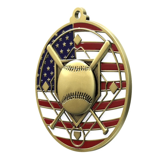 2 3/4" Baseball Patriotic Medal