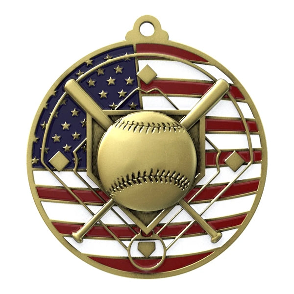 2 3/4" Baseball Patriotic Medal