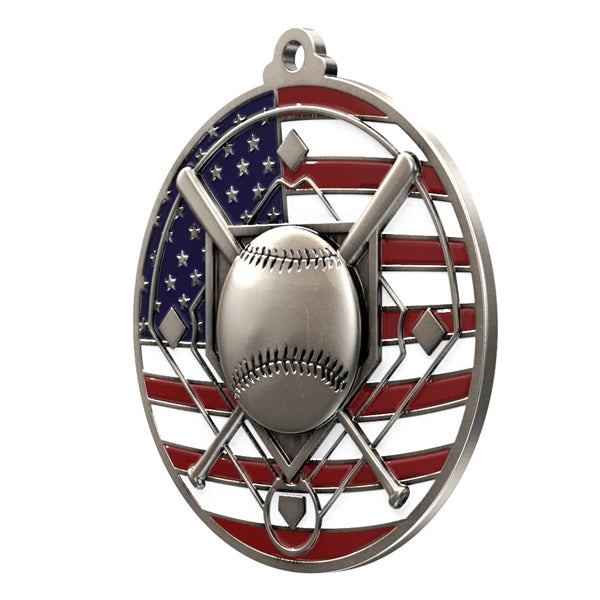 2 3/4" Baseball Patriotic Medal