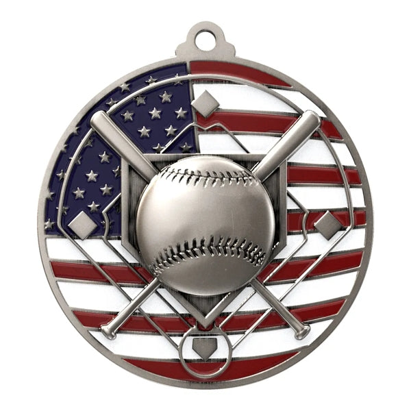 2 3/4" Baseball Patriotic Medal
