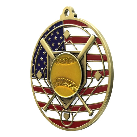 2 3/4" Softball Patriotic Medal