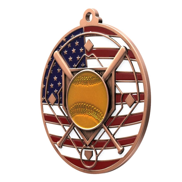 2 3/4" Softball Patriotic Medal
