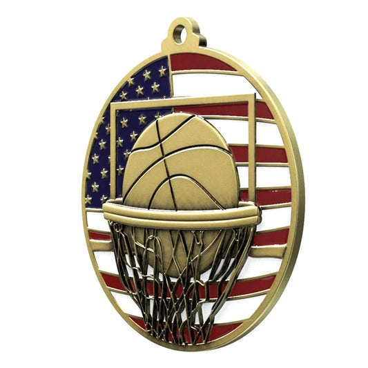 2 3/4" Basketball Patriotic Medal