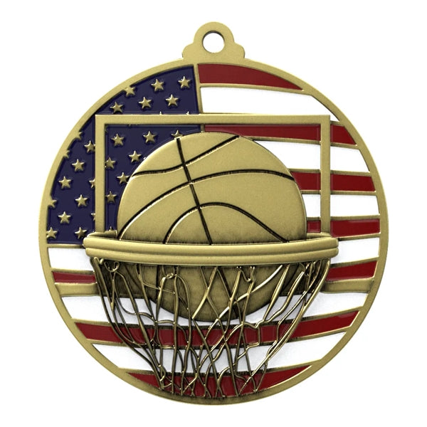 2 3/4" Basketball Patriotic Medal