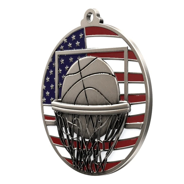 2 3/4" Basketball Patriotic Medal