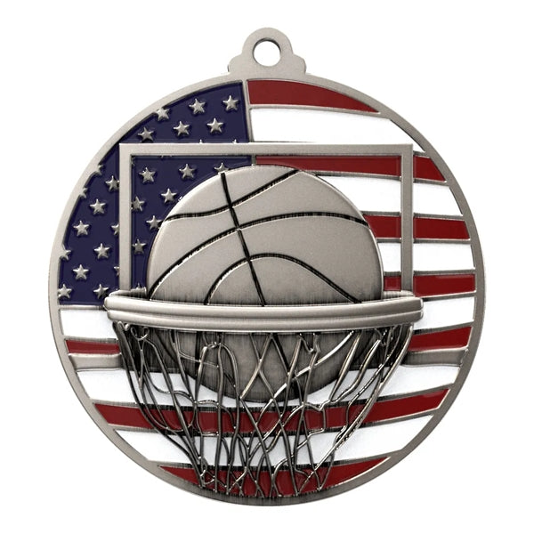 2 3/4" Basketball Patriotic Medal