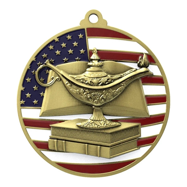 2 3/4" Book & Lamp Patriotic Medal
