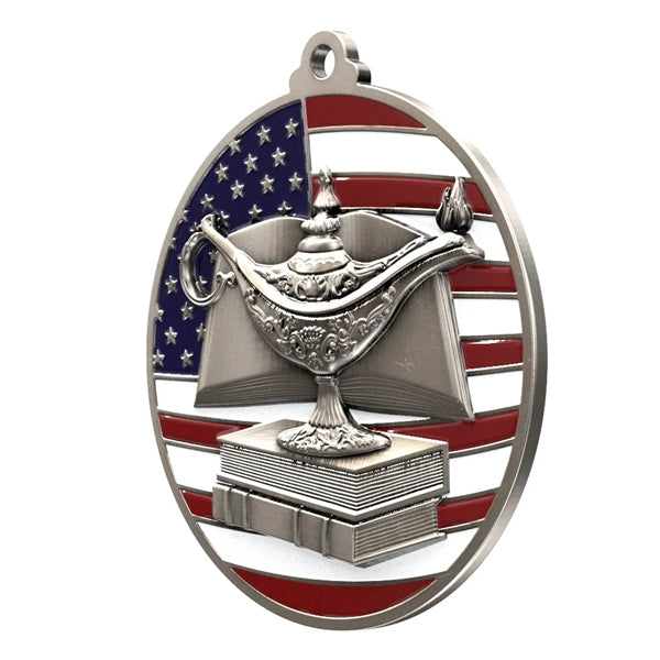 2 3/4" Book & Lamp Patriotic Medal