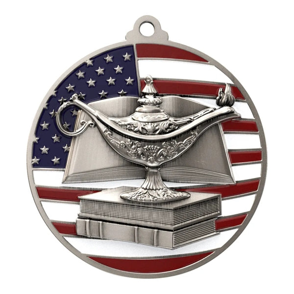 2 3/4" Book & Lamp Patriotic Medal