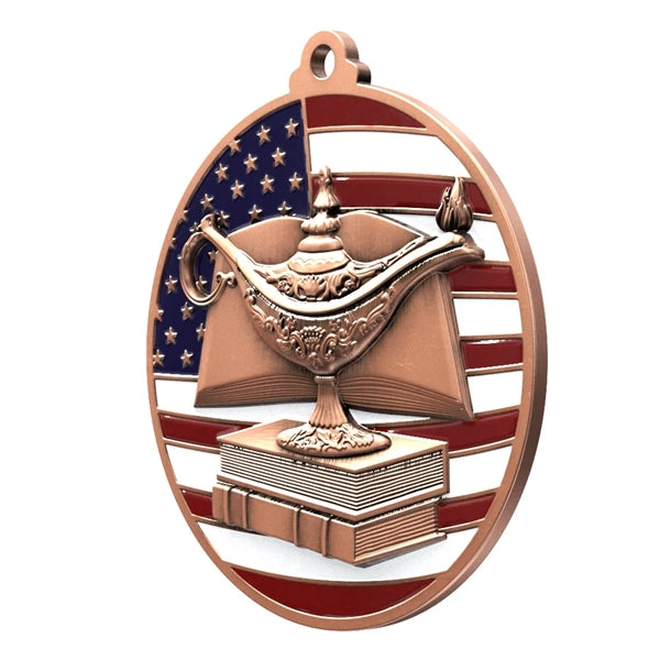 2 3/4" Book & Lamp Patriotic Medal