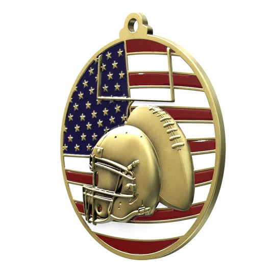 2 3/4" Football Patriotic Medal