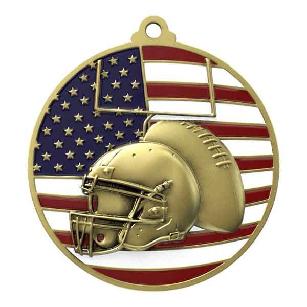 2 3/4" Football Patriotic Medal