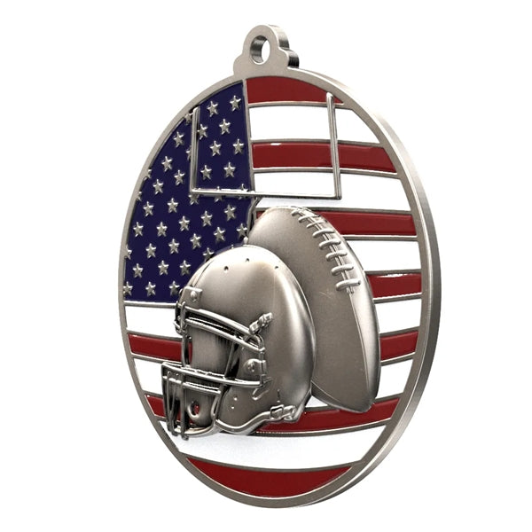 2 3/4" Football Patriotic Medal