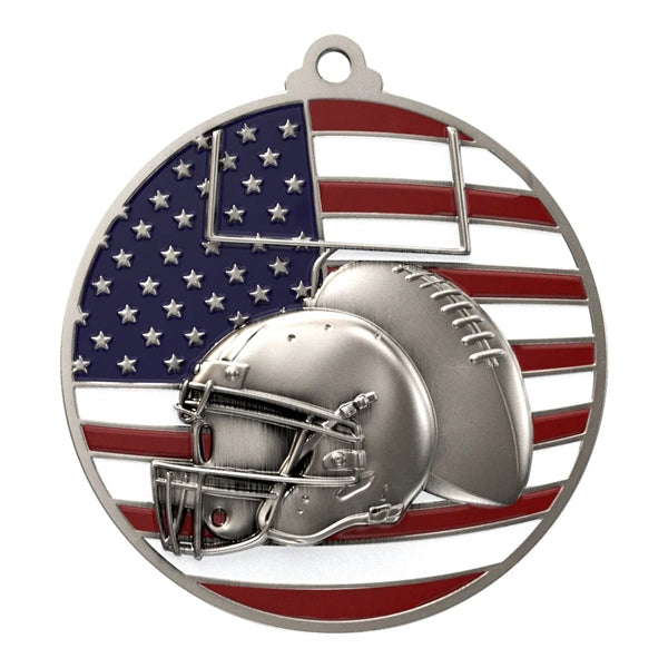 2 3/4" Football Patriotic Medal