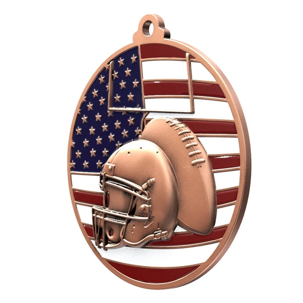 2 3/4" Football Patriotic Medal