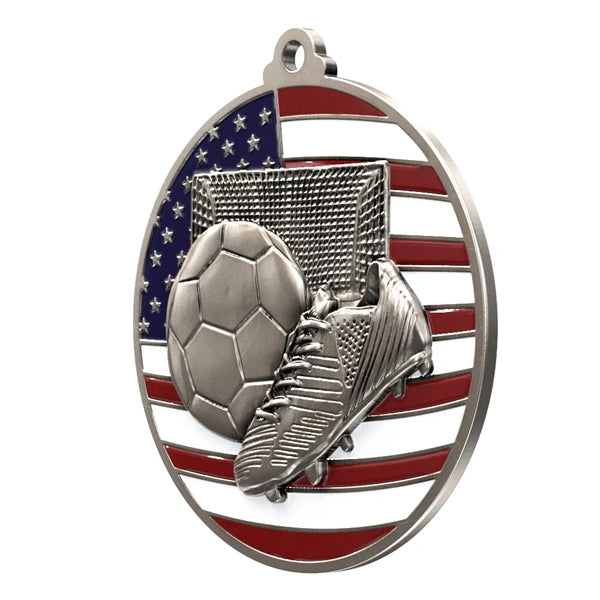 2 3/4" Soccer Patriotic Medal