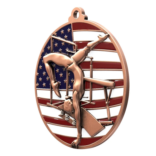 2 3/4" Gymnastics Patriotic Medal