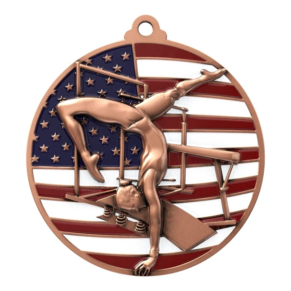 2 3/4" Gymnastics Patriotic Medal