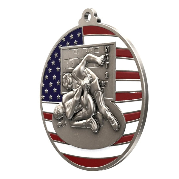 2 3/4" Wrestling Patriotic Medal